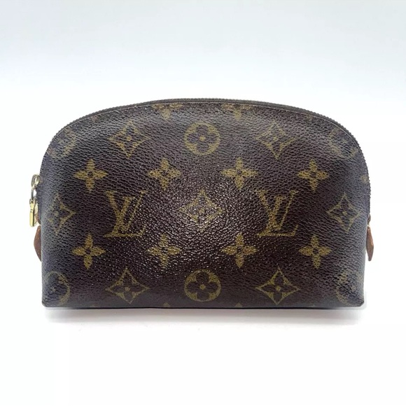 Louis Vuitton Cosmetic Bag Brown Canvas Monogram Cosmetique Pouch M47515 LV - Picture 1 of 16
